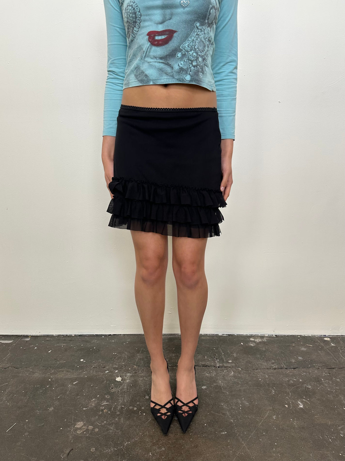 Pimkie Black Ruffle Midi Skirt - S