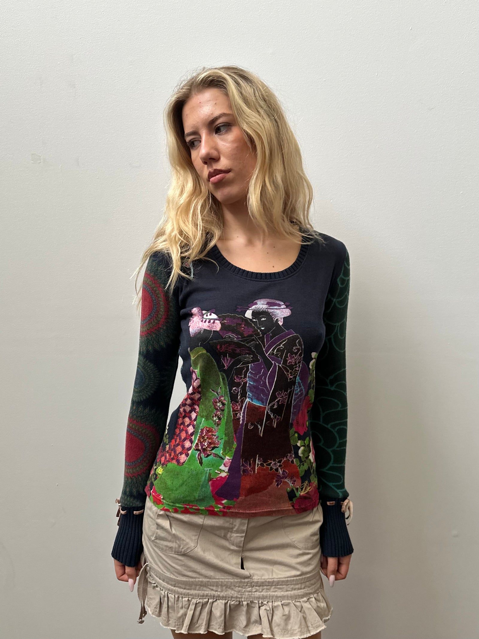 Desigual Multicoloured Graphic Top - Size M