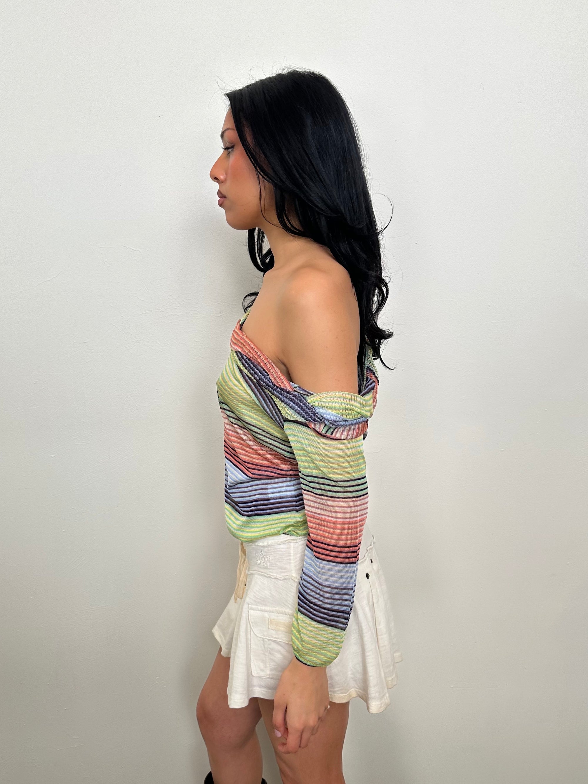 Missoni Multi Coloured Stripe Semi Sheer Top - Size M