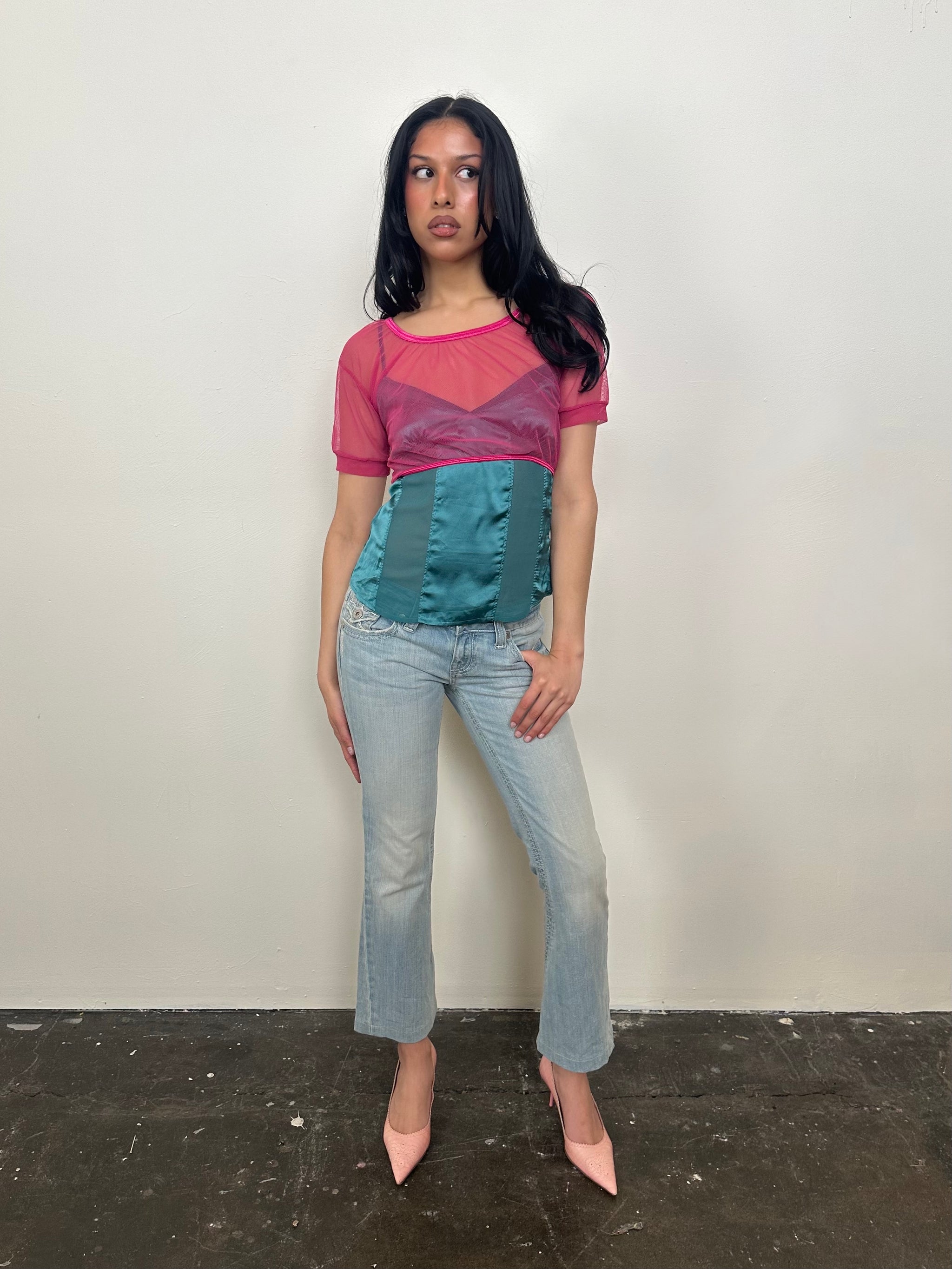 Hot Pink Netted Micro Crop - Size S