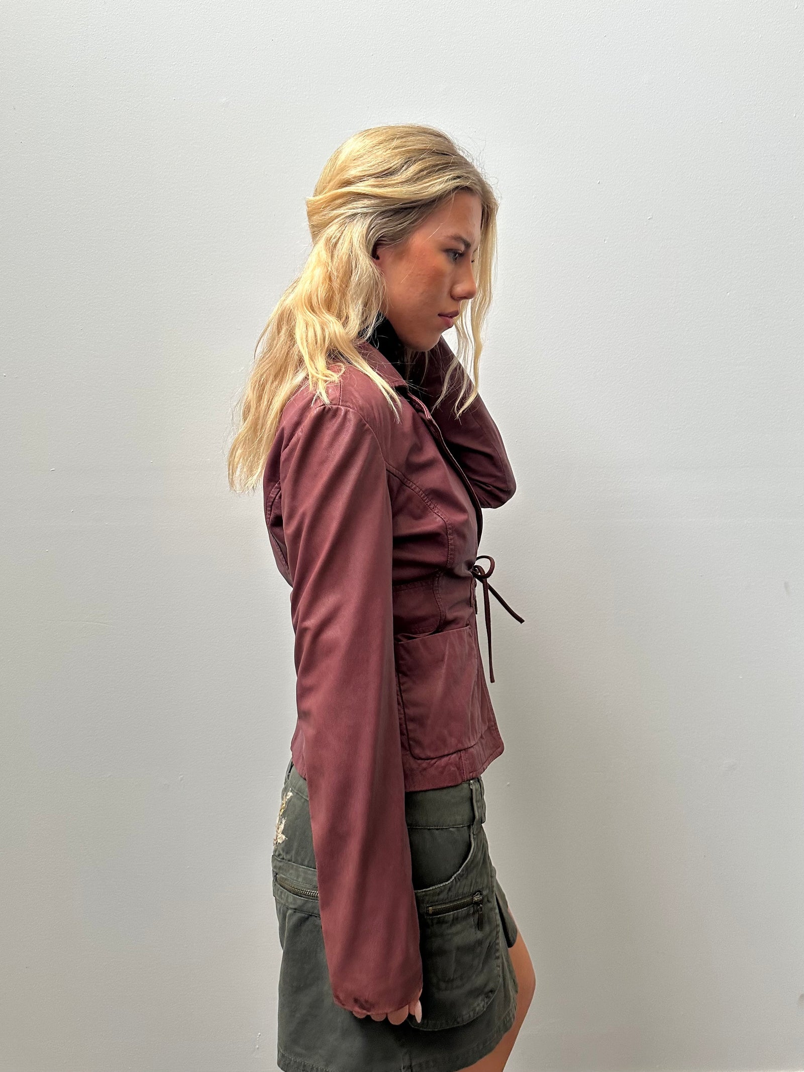 Burgundy Soft Leather Jacket - Size S