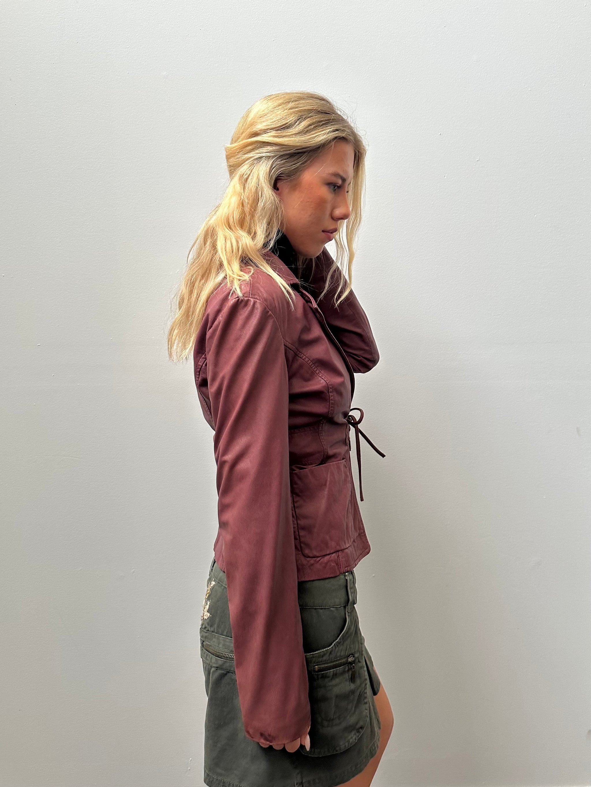 Burgundy Soft Leather Jacket - Size S