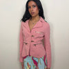Pink Structured Denim Blazer - Size S