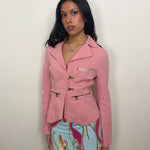Pink Structured Denim Blazer - Size S