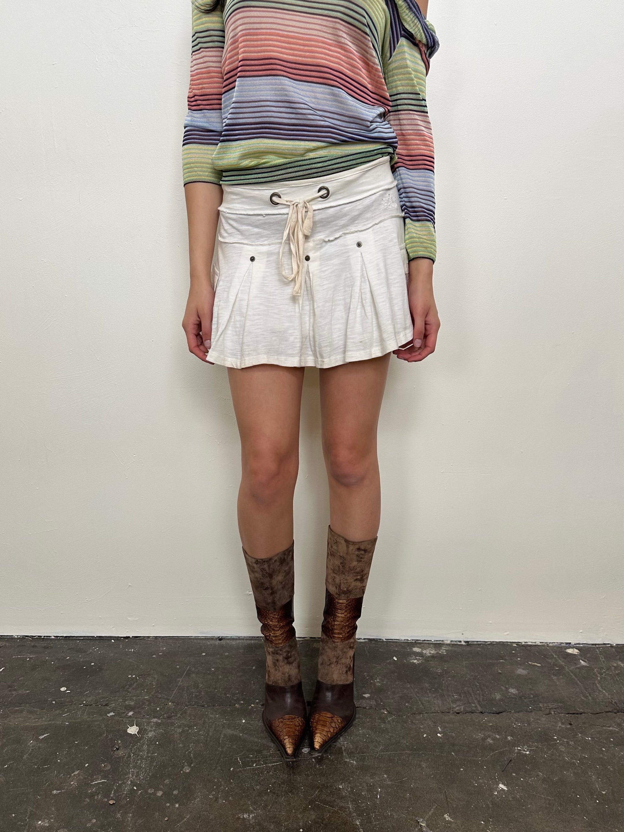 White Jersey Mini Skirt - Size XS