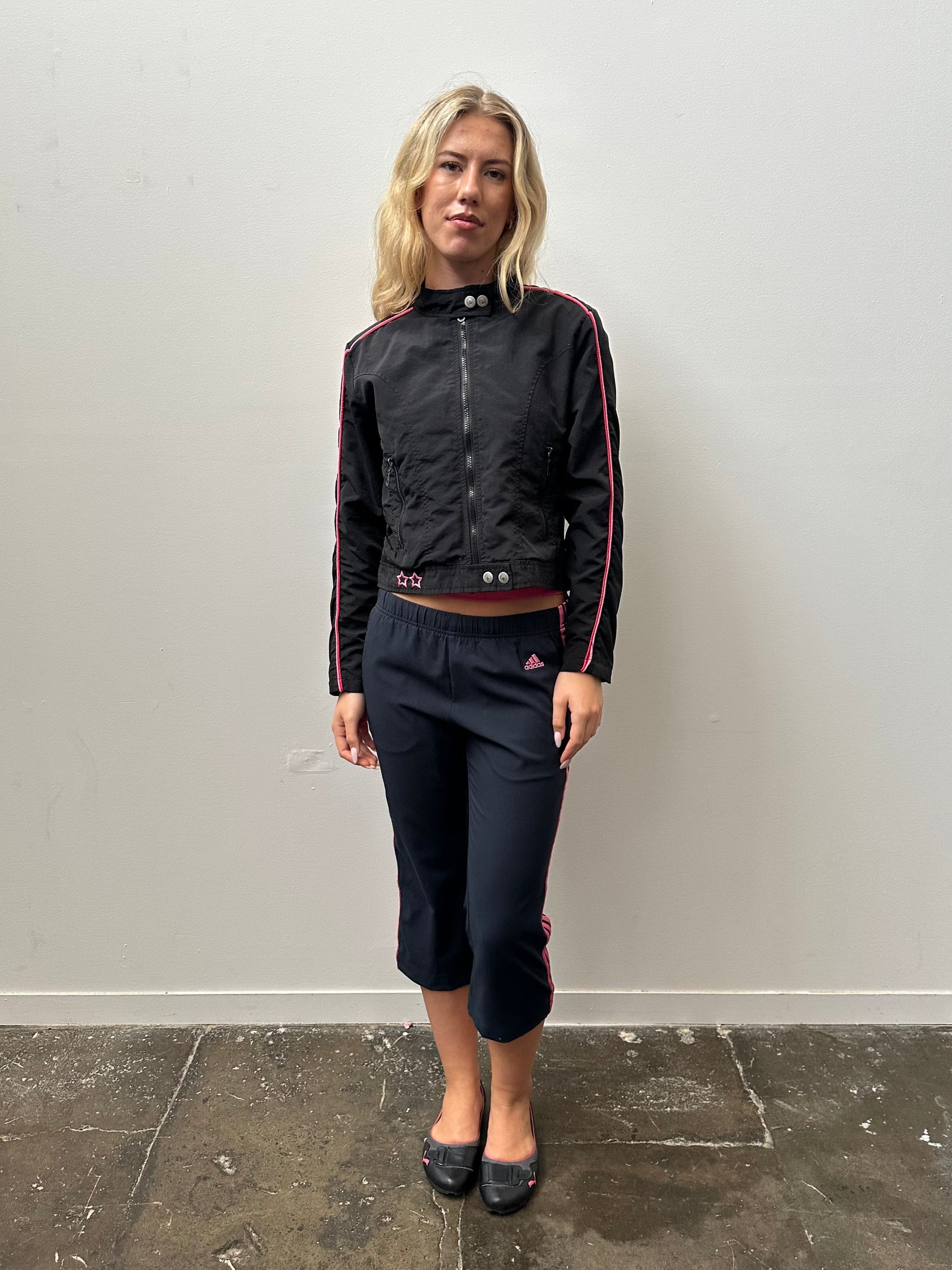 Black & Pink Star Windbreaker Jacket - Size S