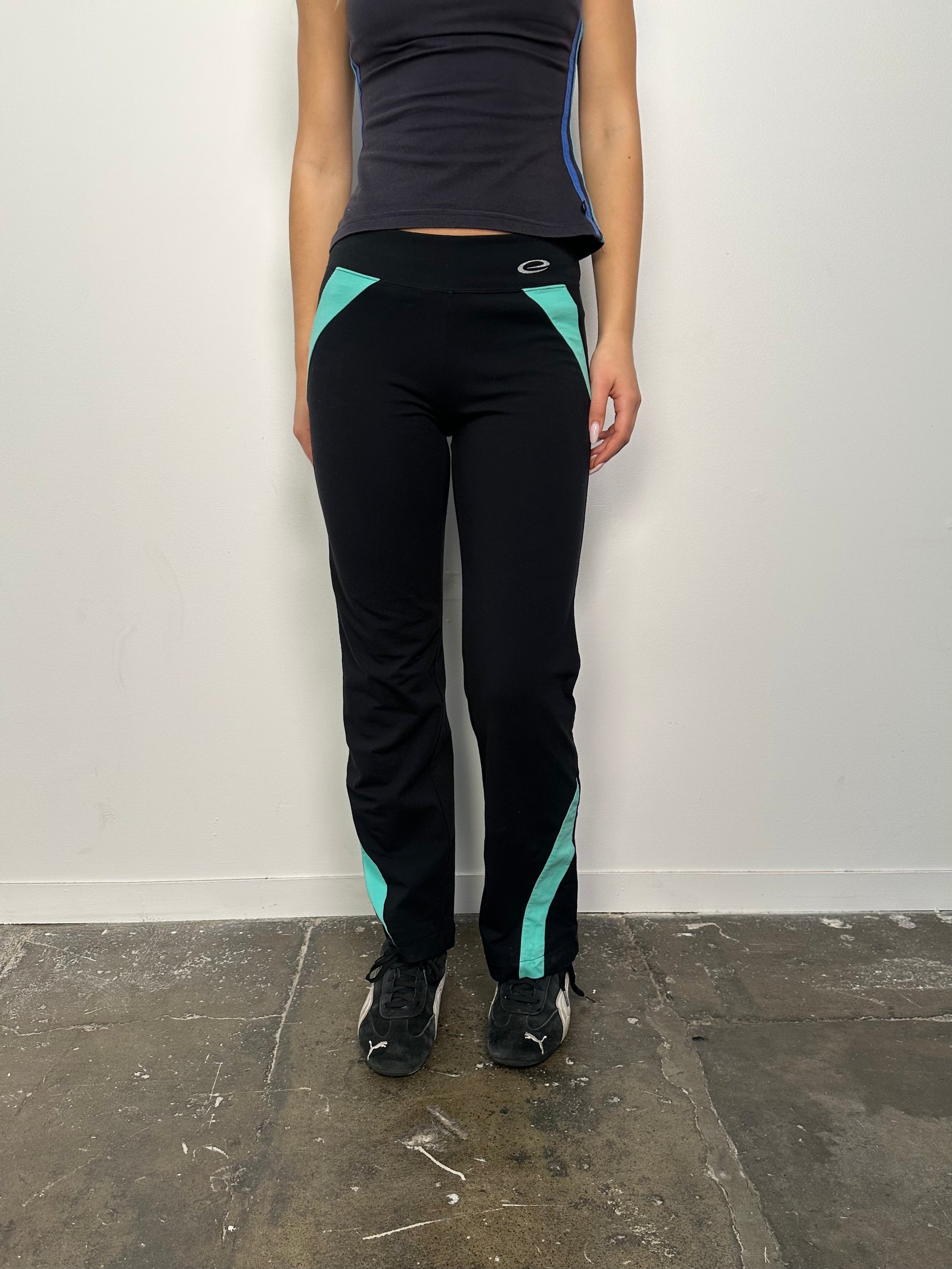 Black & Turquoise Yoga Pants - Size S