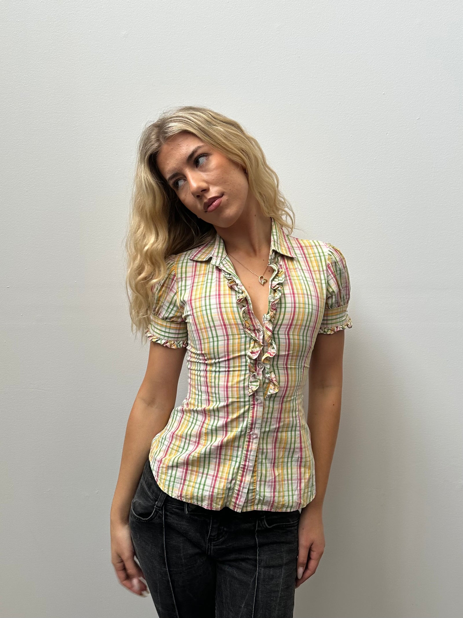 Pastel Multicoloured Check Shirt - Size S