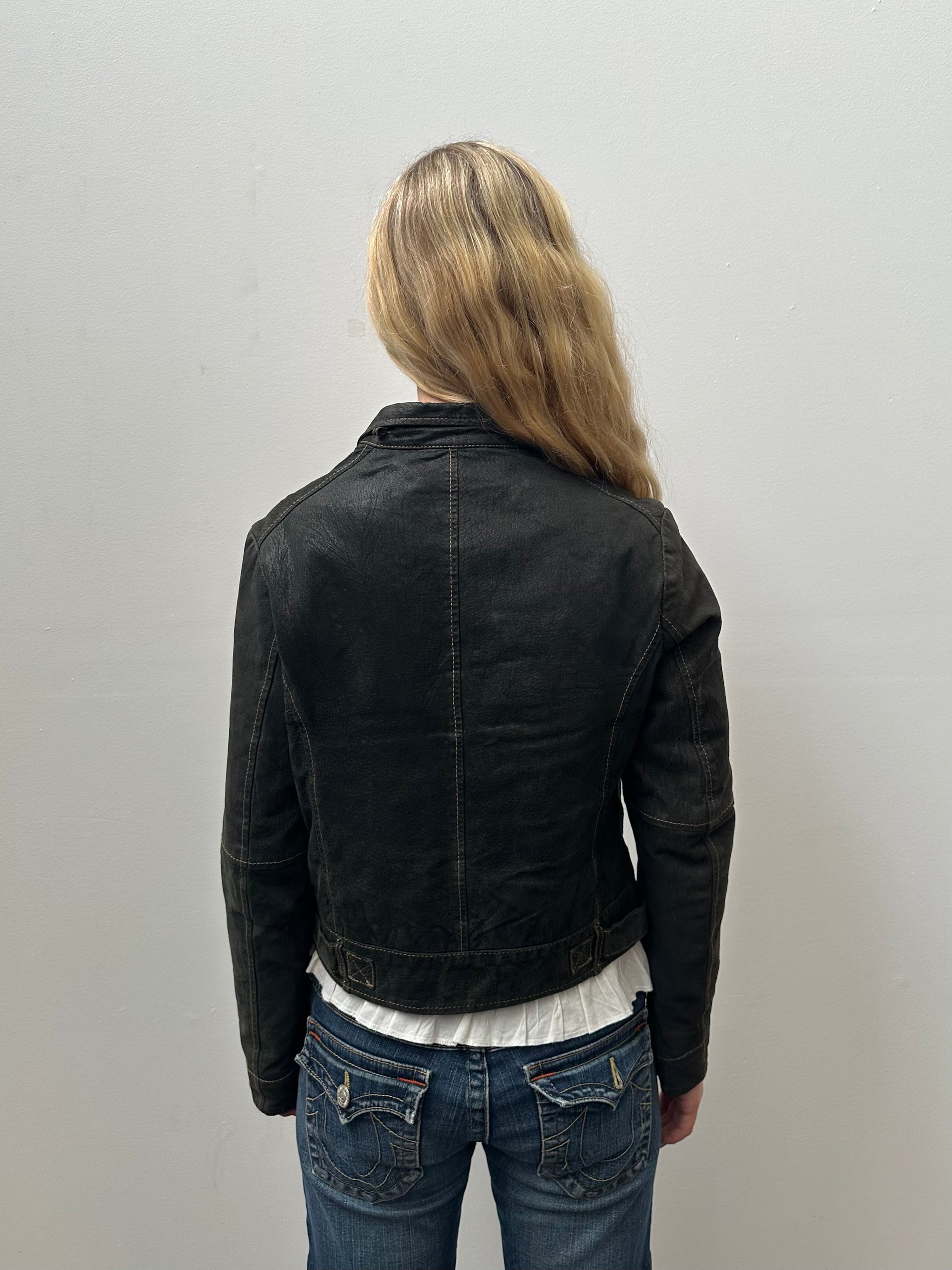 Waxy Black Box Fit Jacket - Size M