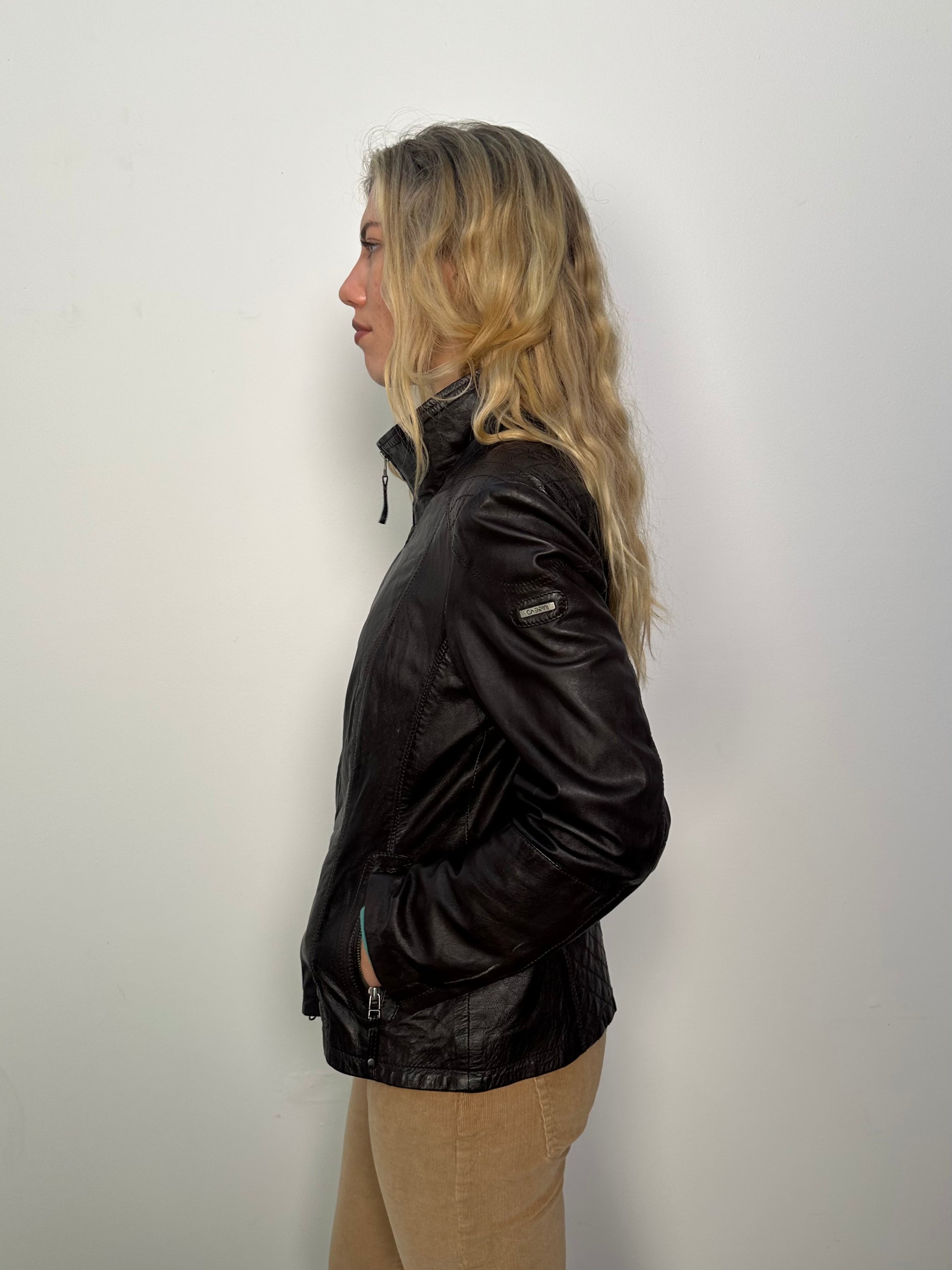 Dark Brown Leather Jacket - Size L