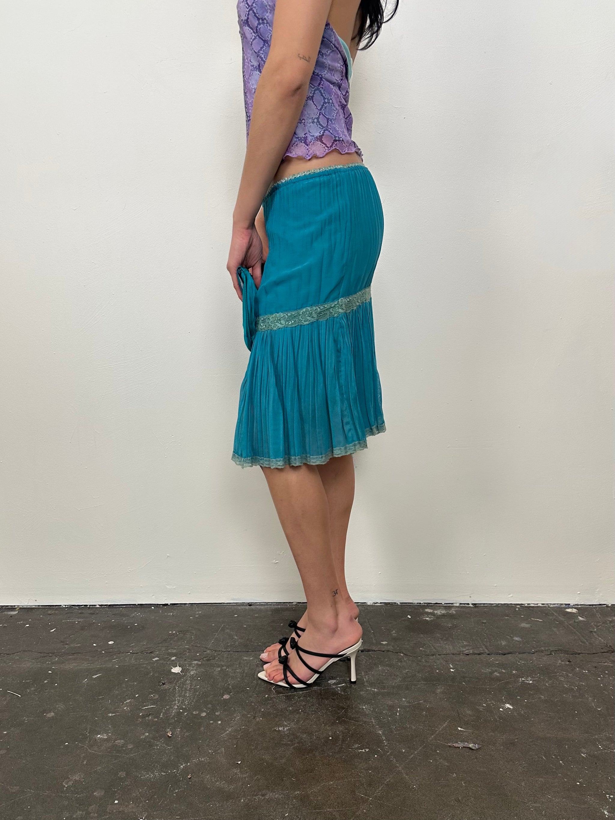 Teal Tiered Midi Skirt - Size M