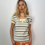 Adidas Yellow & Green Stripe T-Shirt - Size M