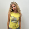 Y2K Brazil Print Chartreuse Tank Top - Size S