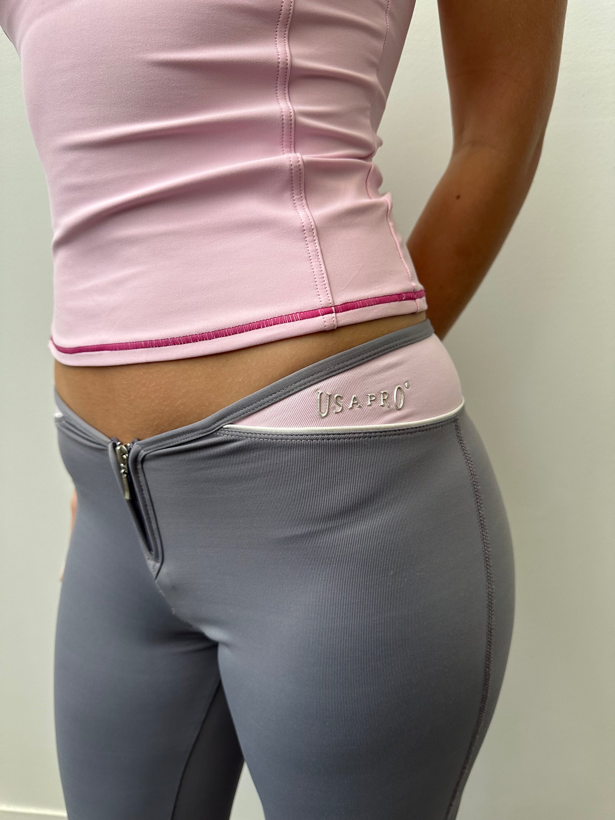 USA Pro Grey & Pink Lowrise Yoga Pants - Size XS