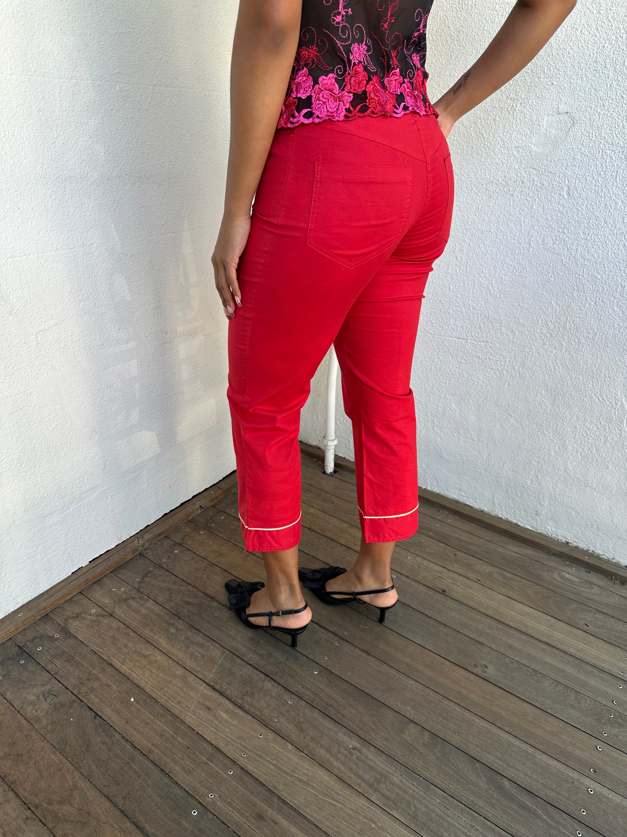 Red Y2K Cropped Pants - Size S