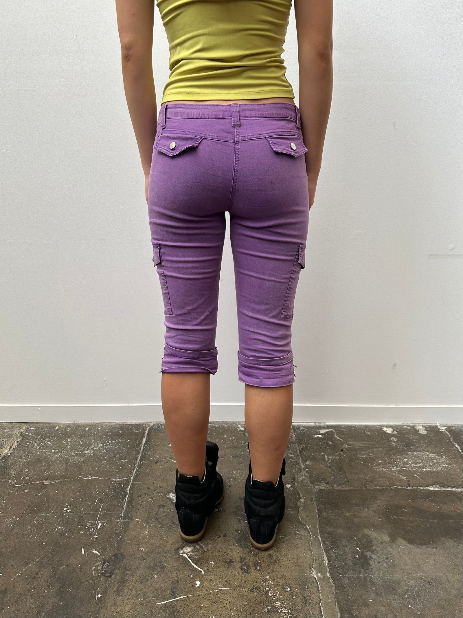 Lilac Cargo Capris - Size S