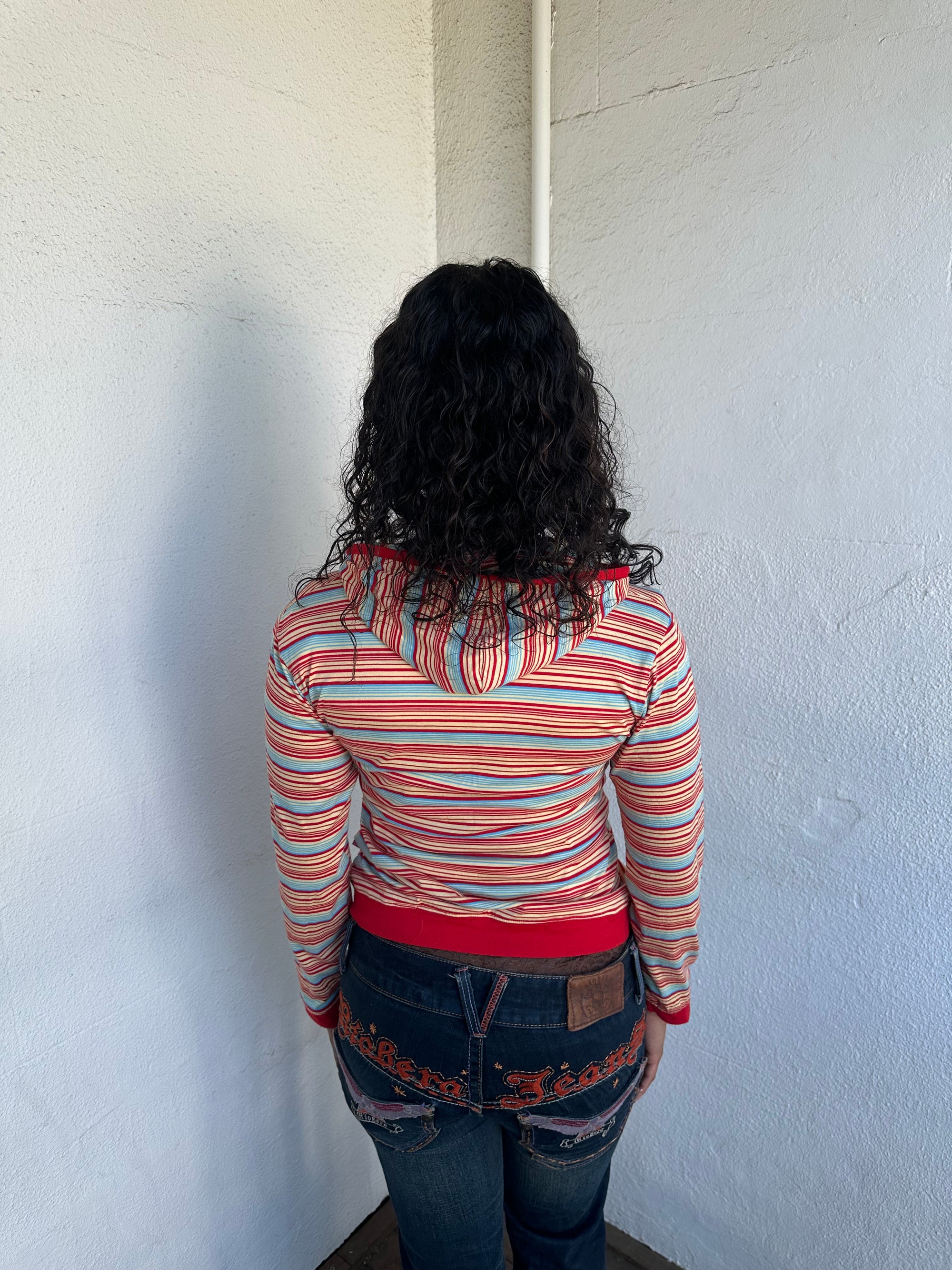 Multi Coloured Stripe Zip Hoodie - Size M