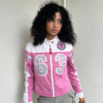 00s Phard Pink & White Motorcycle Style Jacket - Size S