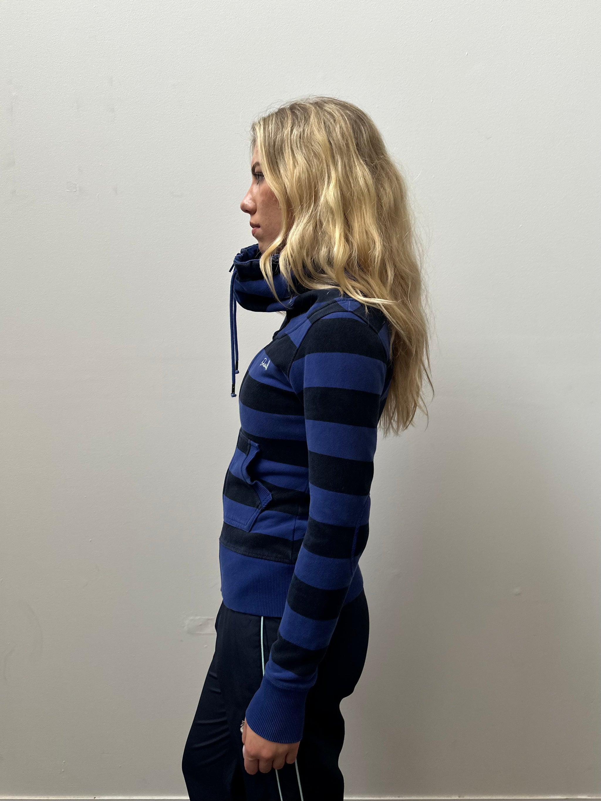 O’neil Blue & Black Stripe Zip Up - Size XS