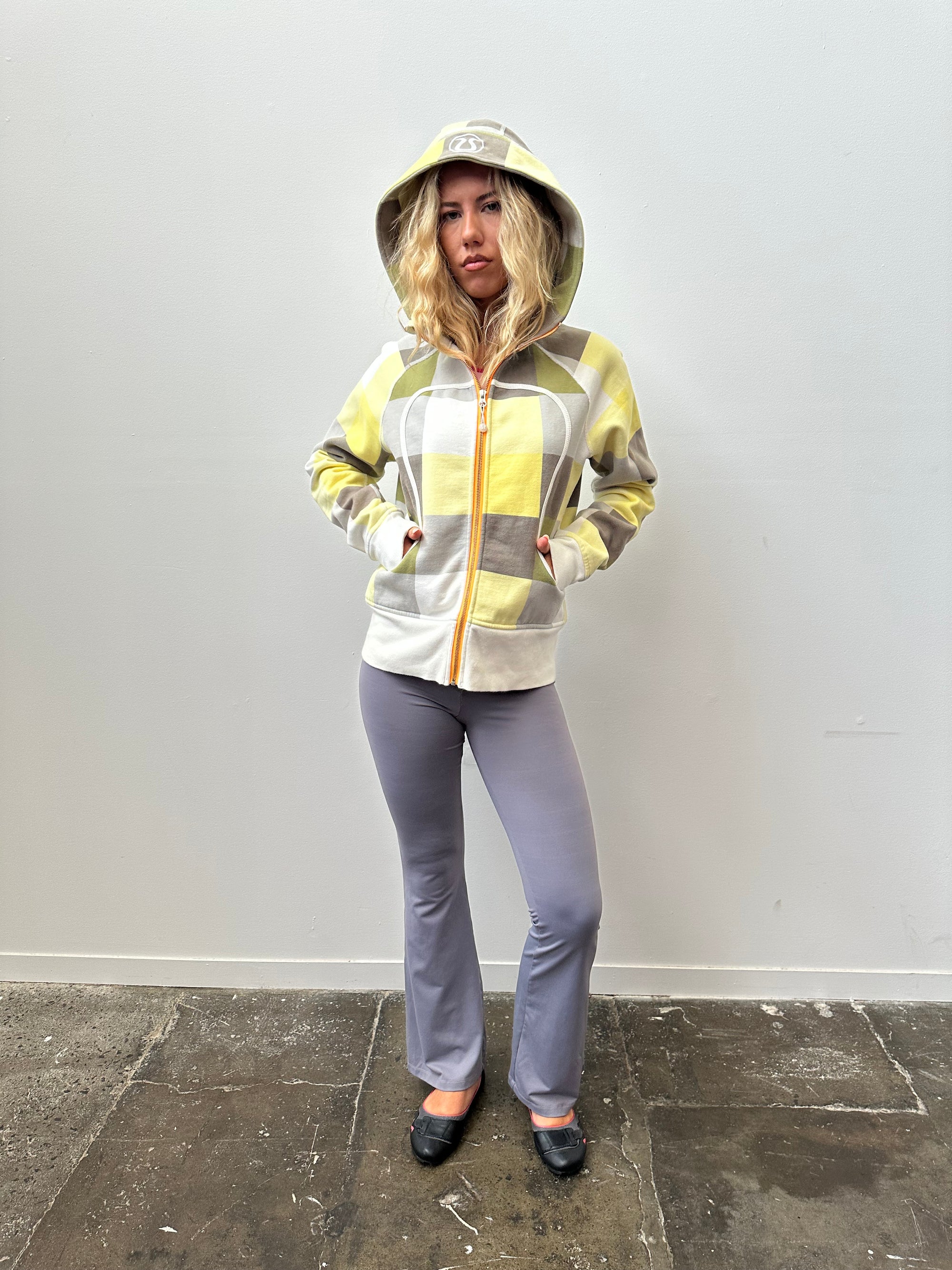 Lululemon Yellow Check Scuba Hoodie - Size L