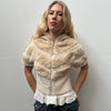 Cream Faux Fur Knitted Hoodie - Size S