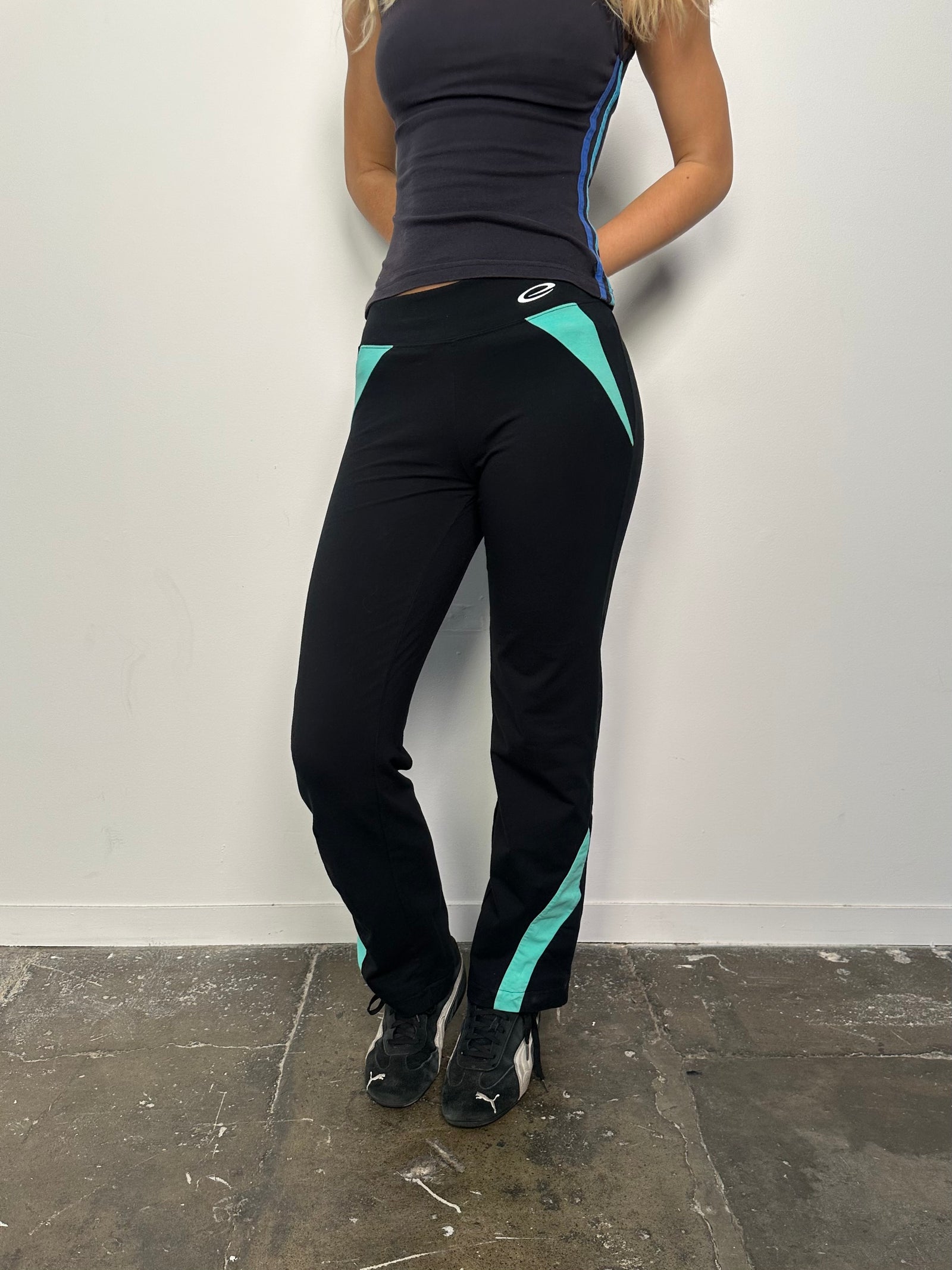 Black & Turquoise Yoga Pants - Size S