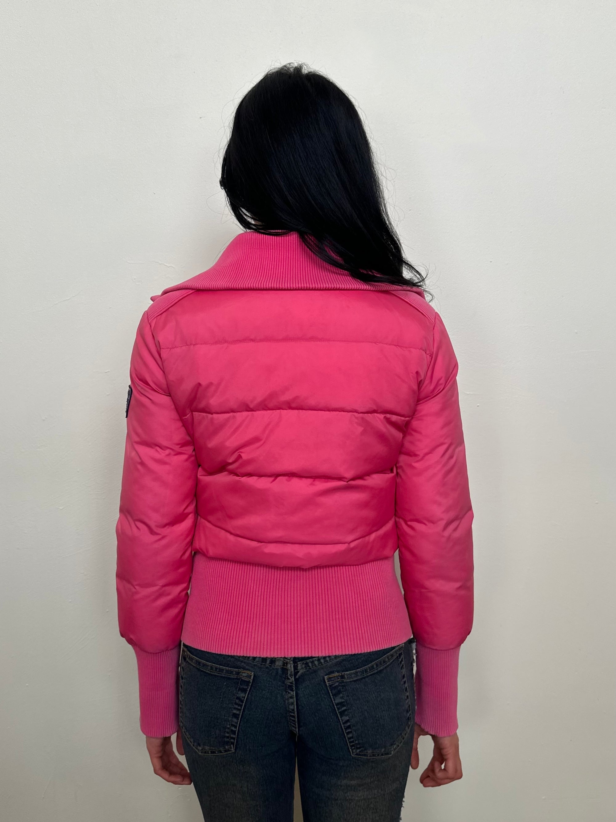 Hot Pink Short Puffer Jacket - Size S