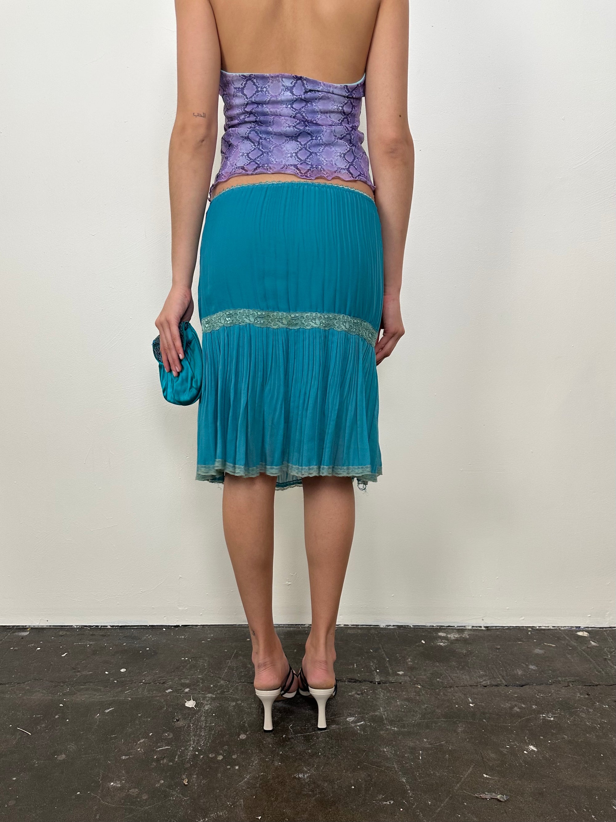 Teal Tiered Midi Skirt - Size M