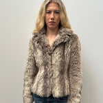 Tipped Brown & Grey Faux Fur Jacket - Size M