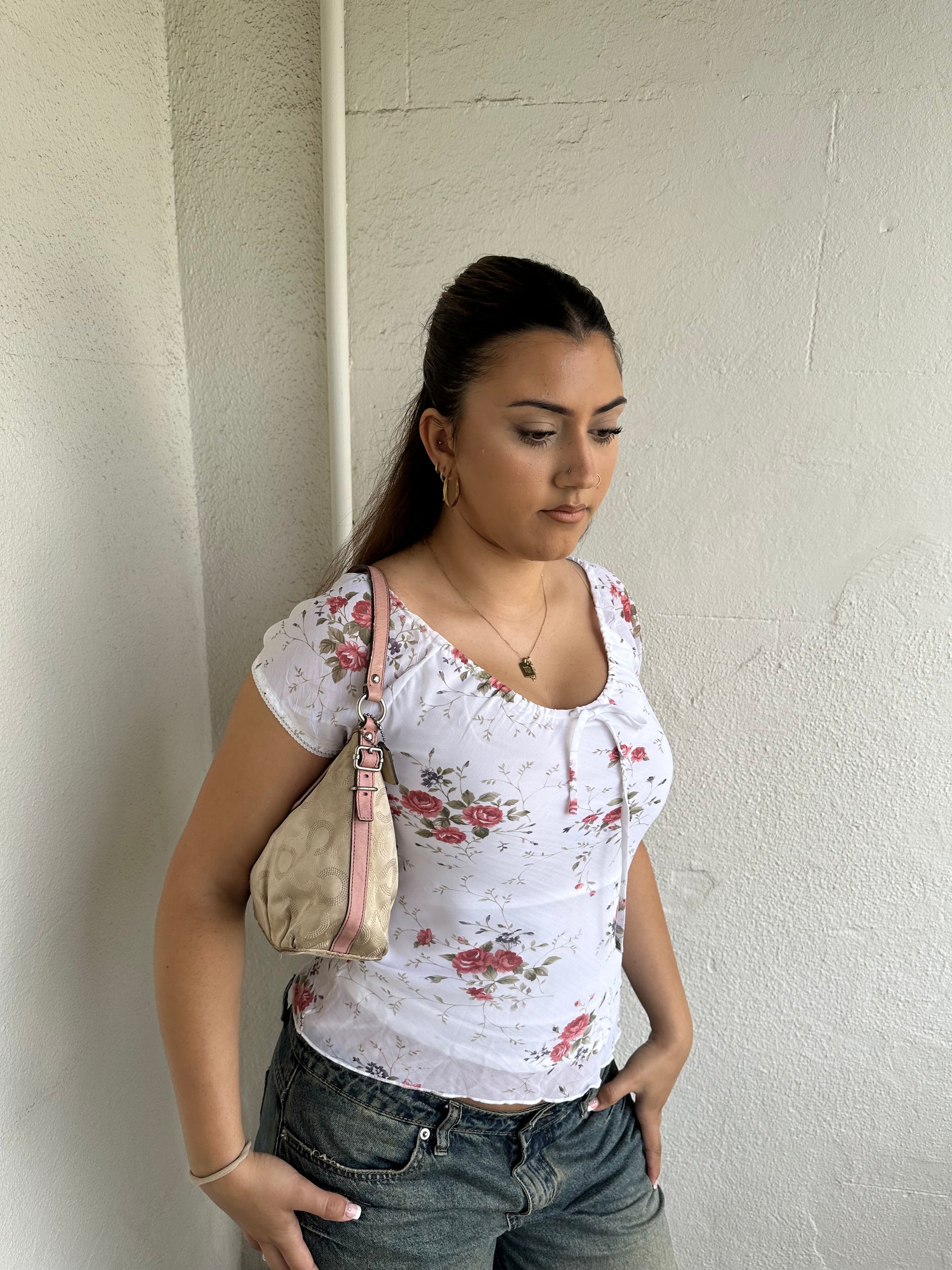 Vintage Coach Cream Monogram Mini Bag