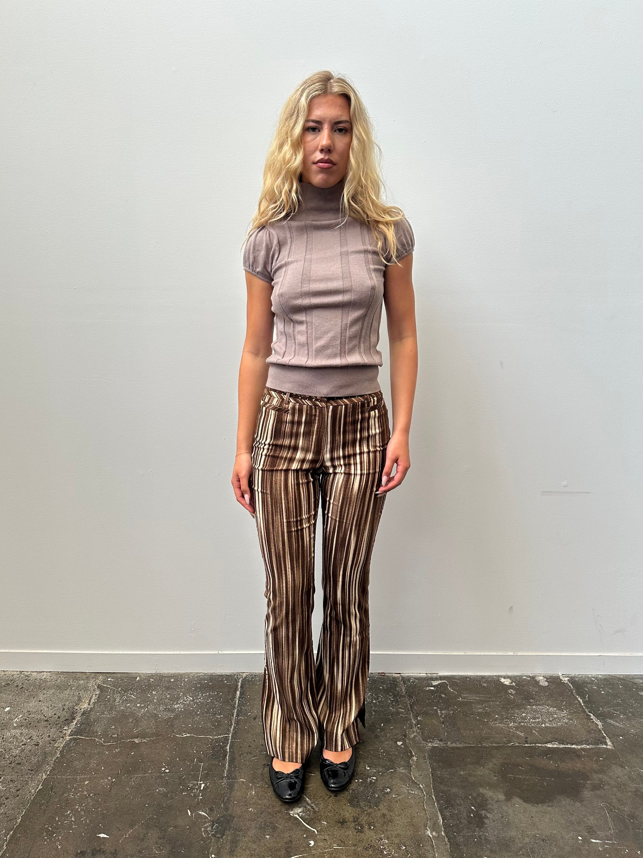 Light Brown Button Turtleneck Knitted Top - Size XS