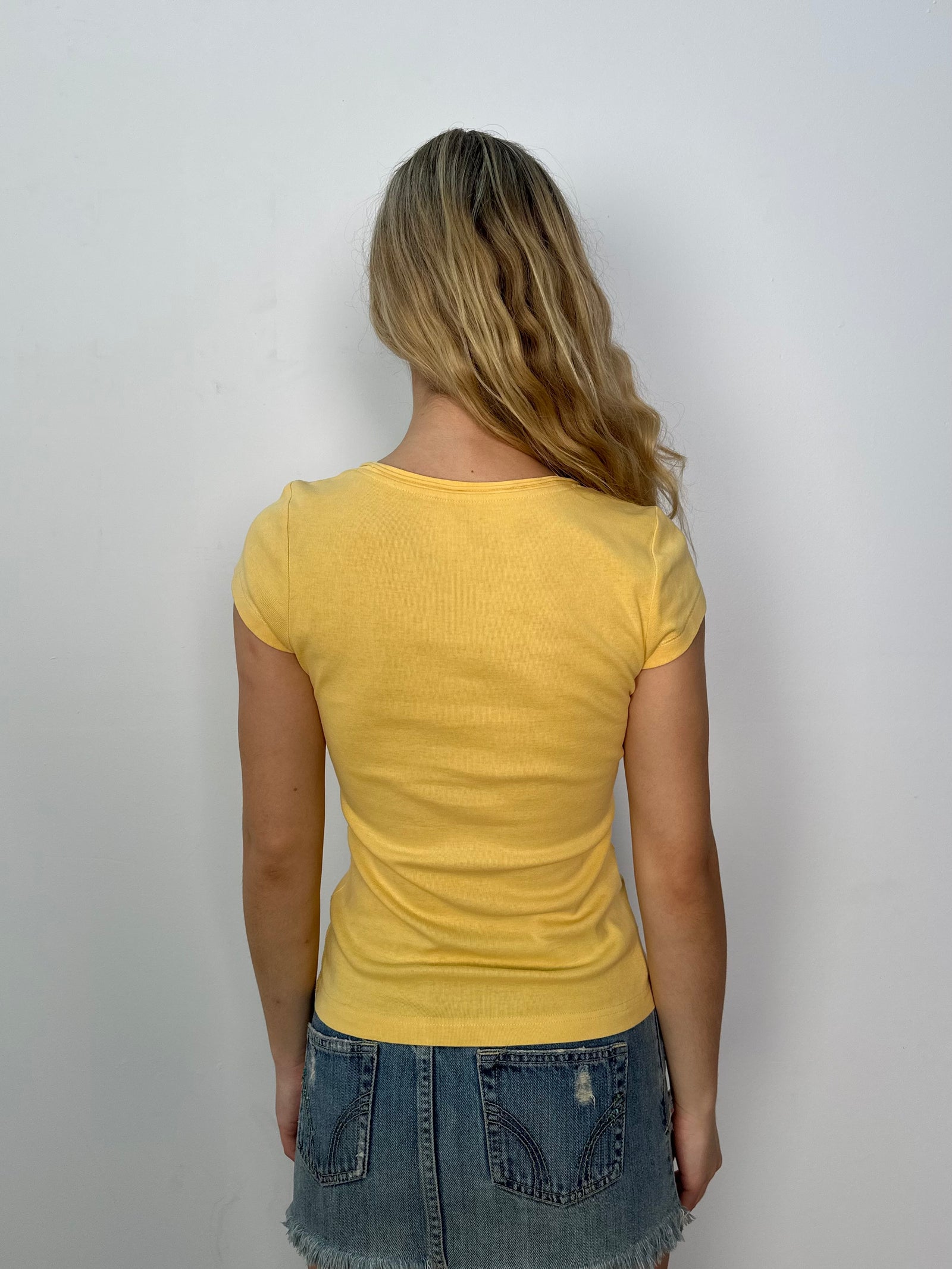 EDC Yellow Wideneck T-Shirt - Size S