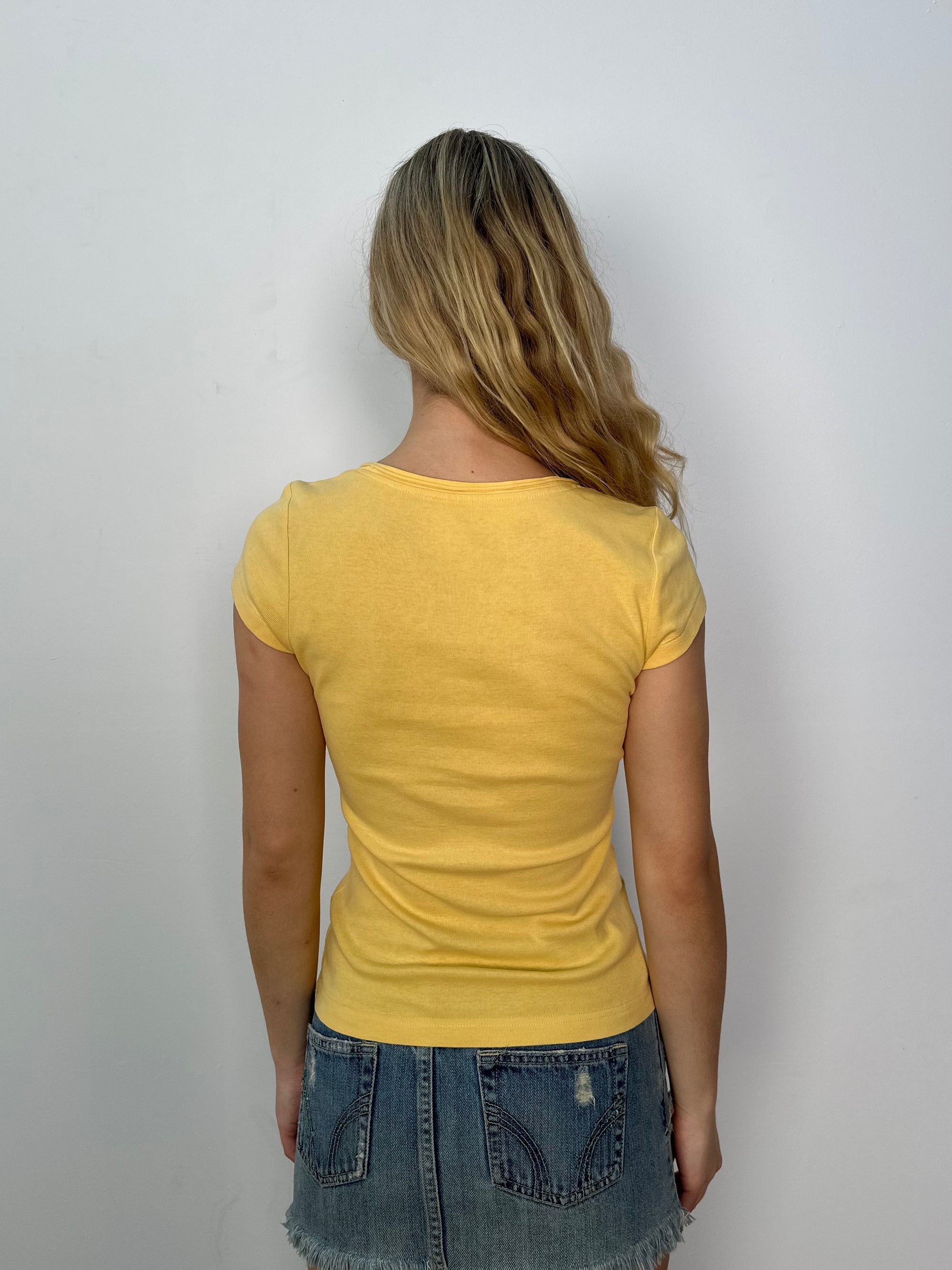 EDC Yellow Wideneck T-Shirt - Size S
