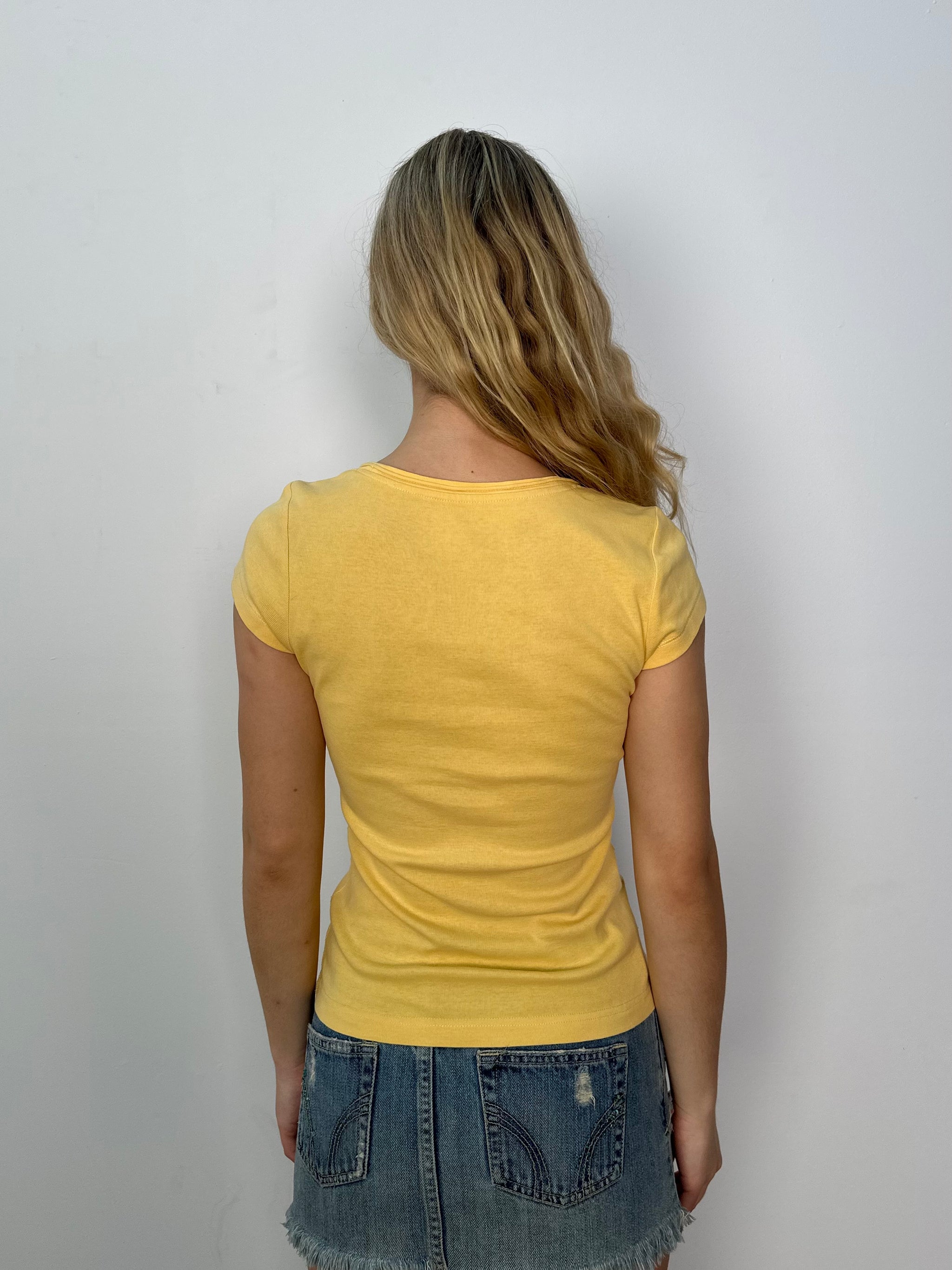 EDC Yellow Wideneck T-Shirt - Size S