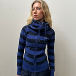 O’neil Blue & Black Stripe Zip Up - Size XS