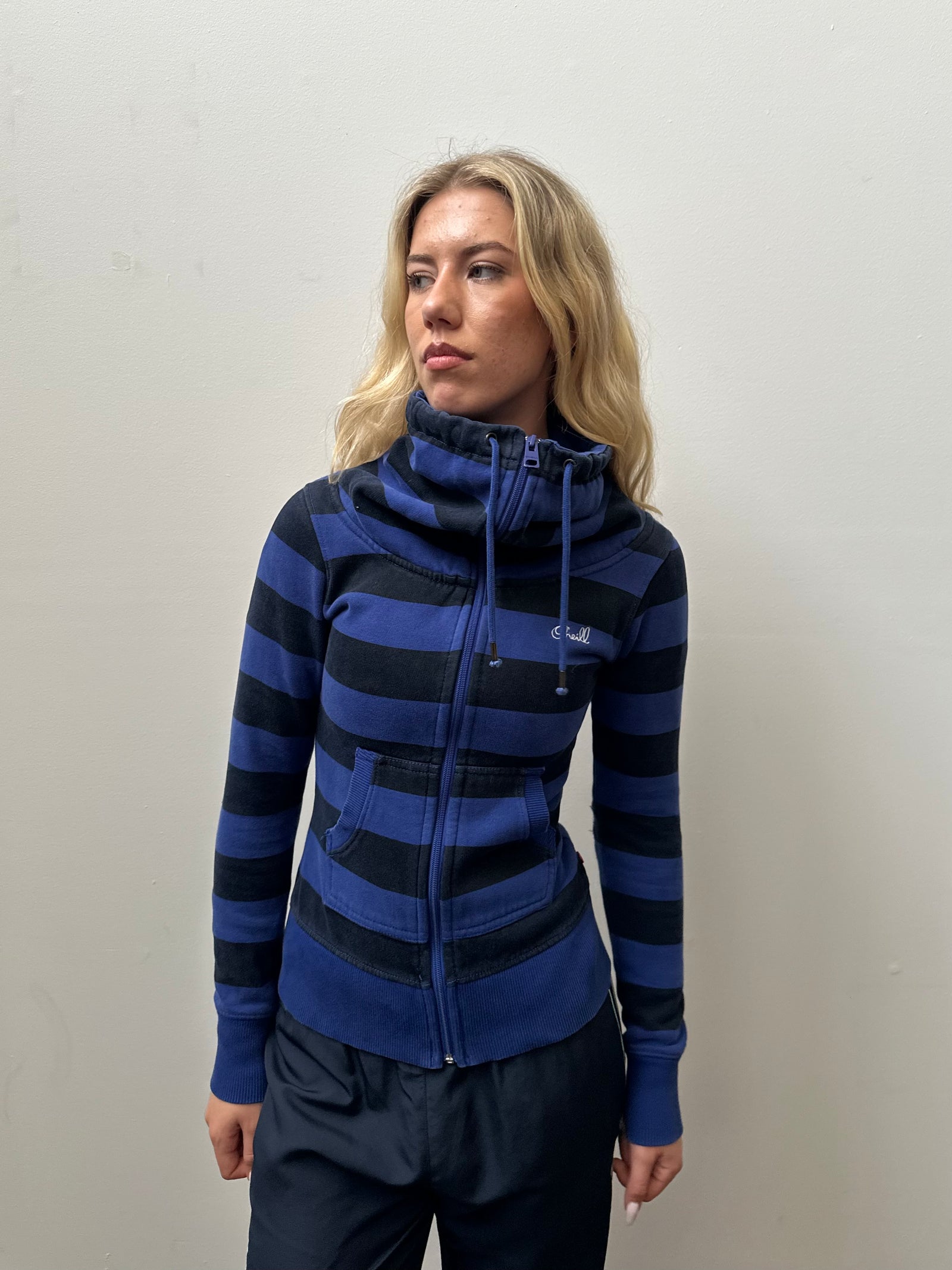 O’neil Blue & Black Stripe Zip Up - Size XS