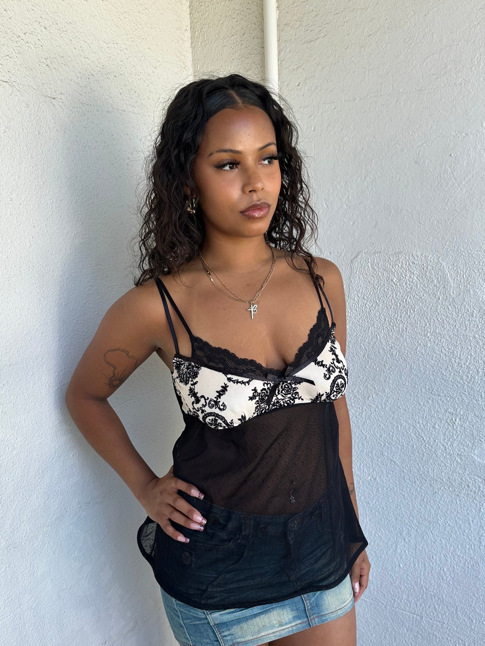 Black & White Layered Look Cami - Size M