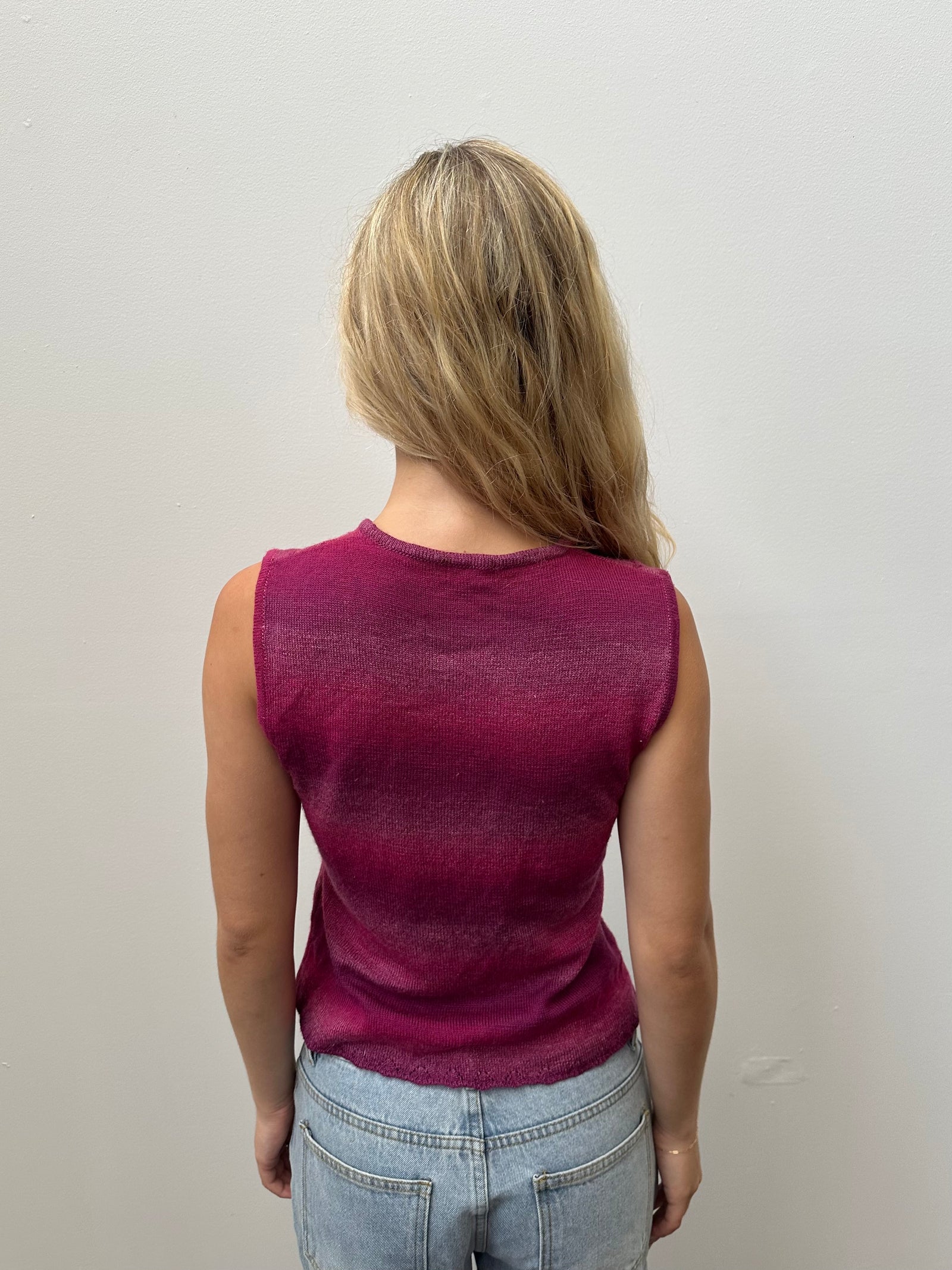 Knitted Pink & Purple Tank Top - Size S