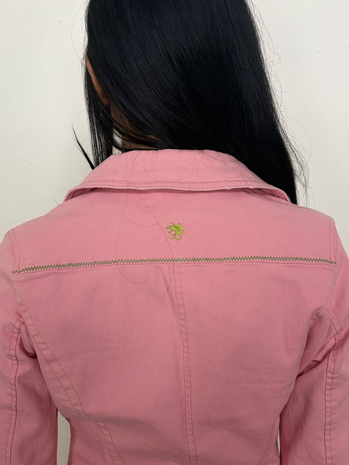 Pink Structured Denim Blazer - Size S