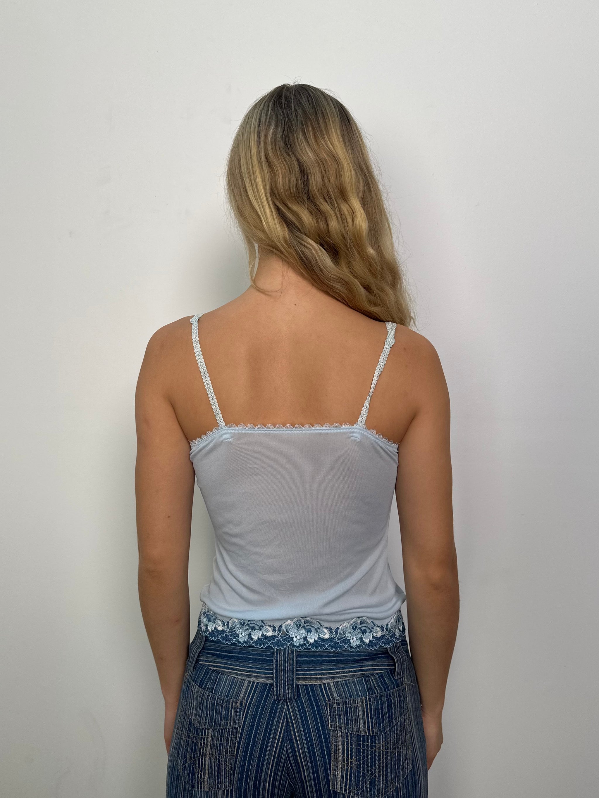 Baby Blue Floral Lace Cami Top - Size S