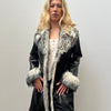 Black Pleather & White Faux Fur Coat - Size M