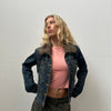 Faux Fur Collar Warm Wash Denim Jacket - Size M