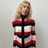 Multi Coloured Stripe Ribbed Zip Up - Size S/M