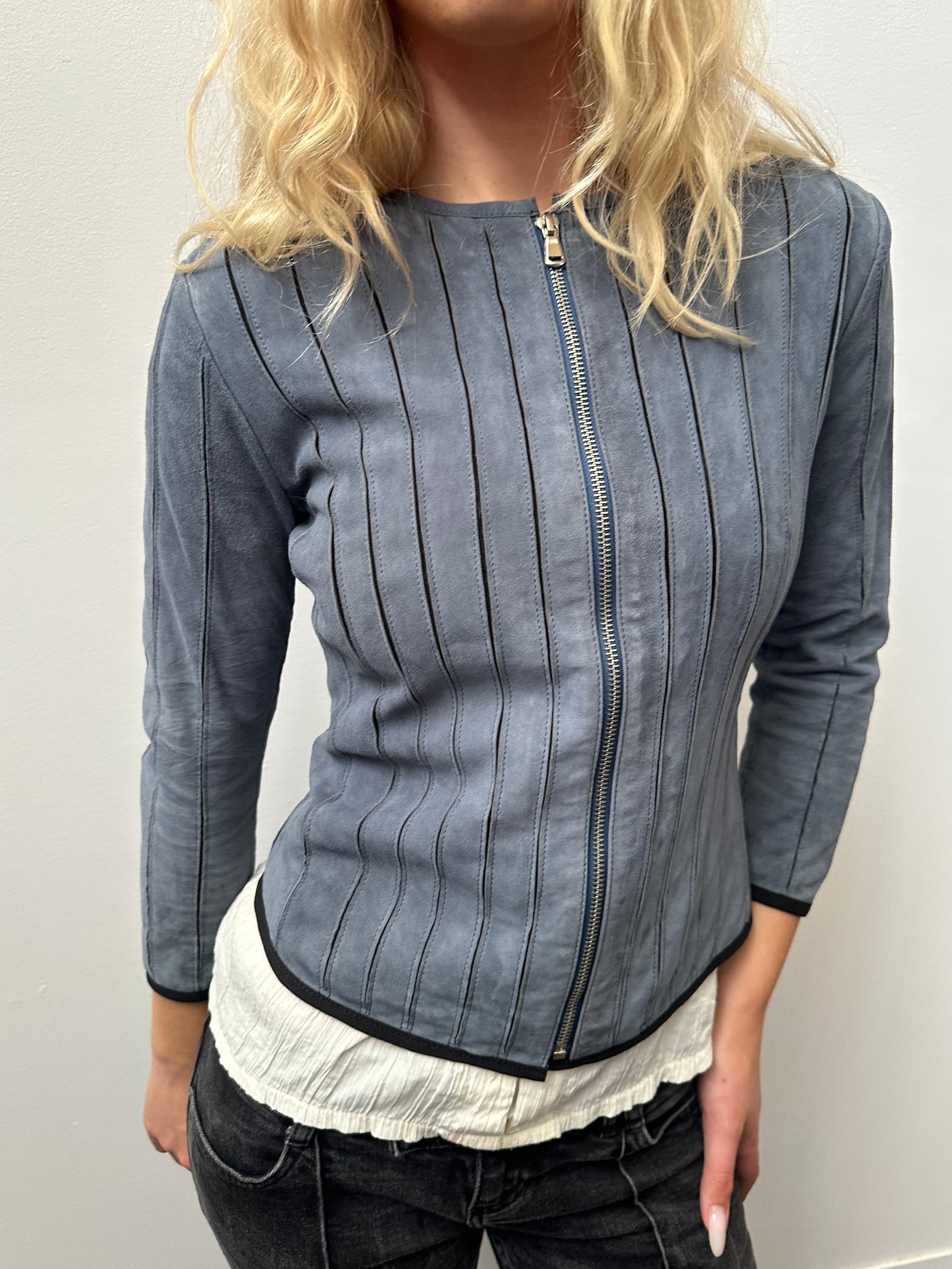 Blue Suede Panel Jacket - Size S