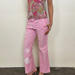 Baby Pink Flower Printed Bootleg Pants - Size M