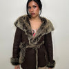 Brown Faux Fur Hooded Jacket - Size M