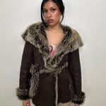 Brown Faux Fur Hooded Jacket - Size M