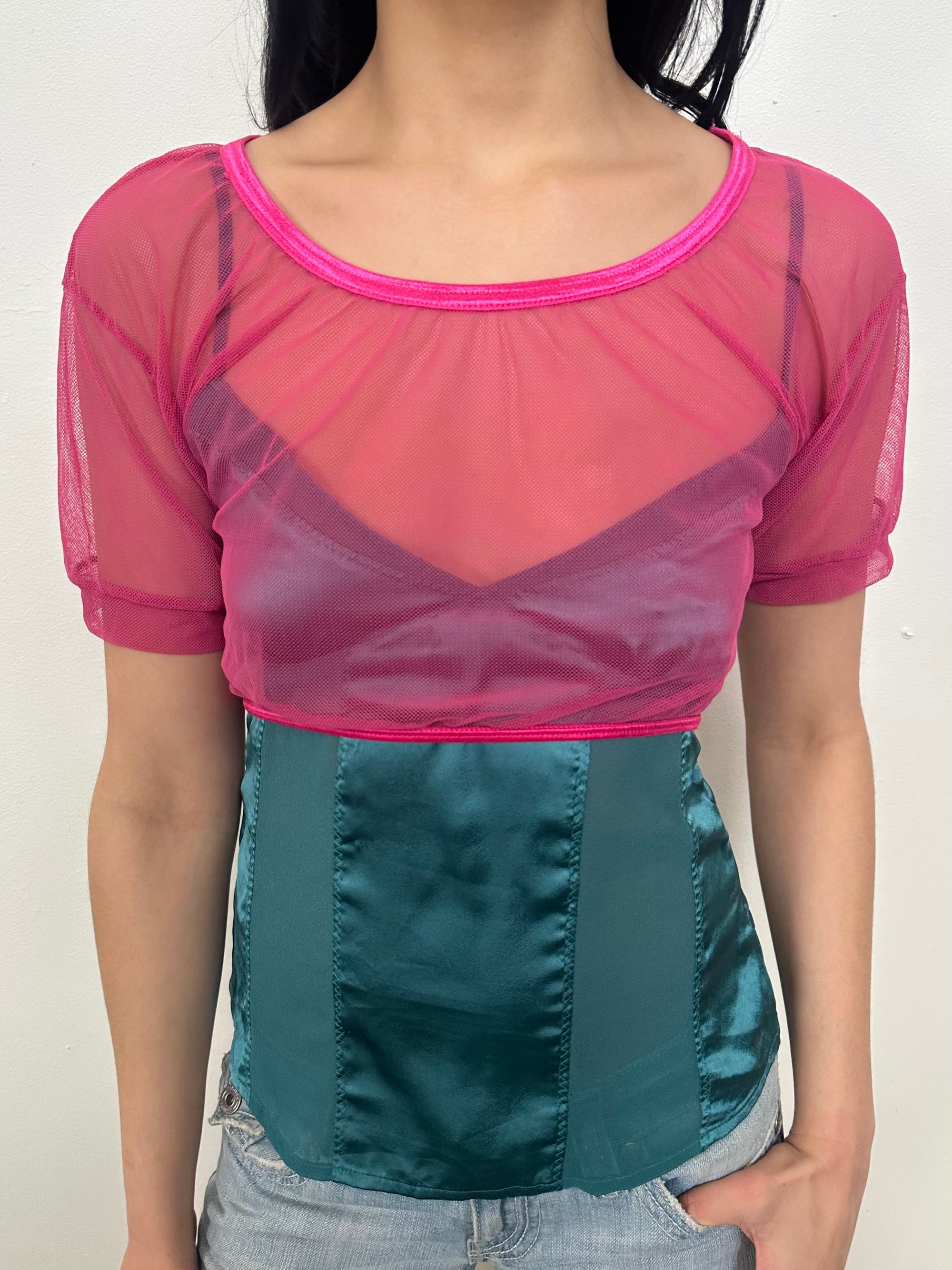 Hot Pink Netted Micro Crop - Size S