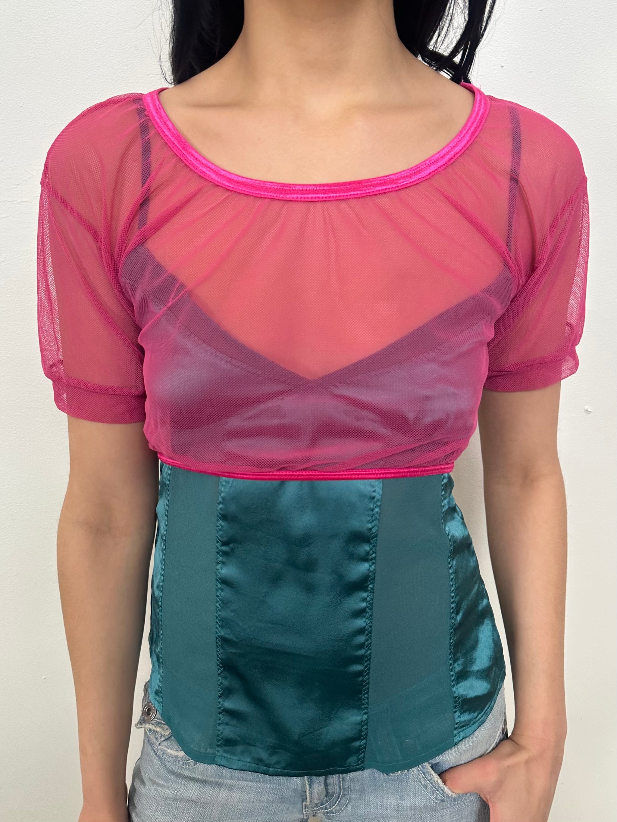 Hot Pink Netted Micro Crop - Size S