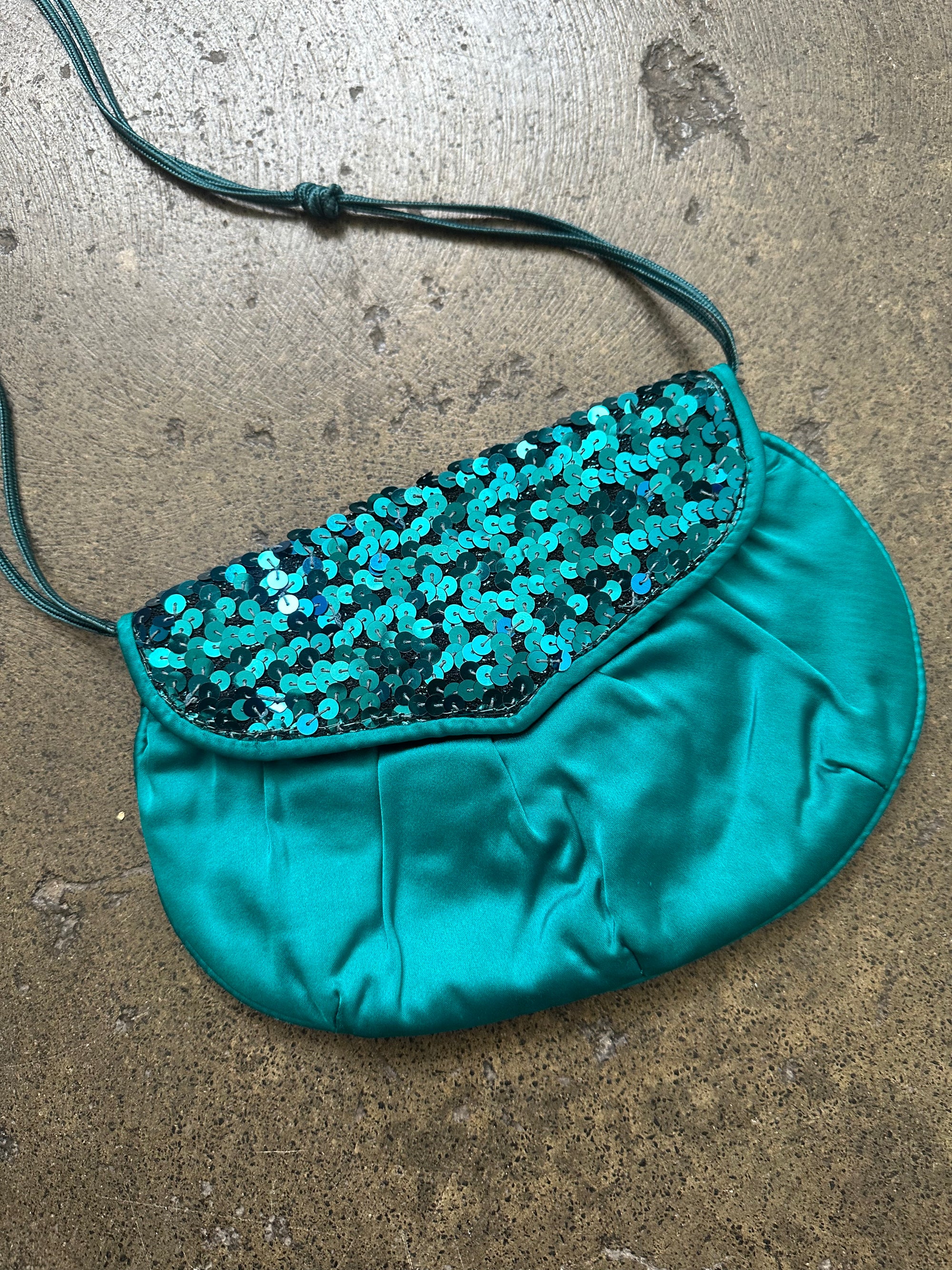 Teal Sequin Clutch Bag